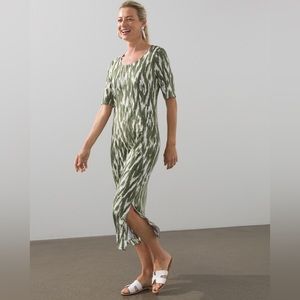 Chicos green and white dress